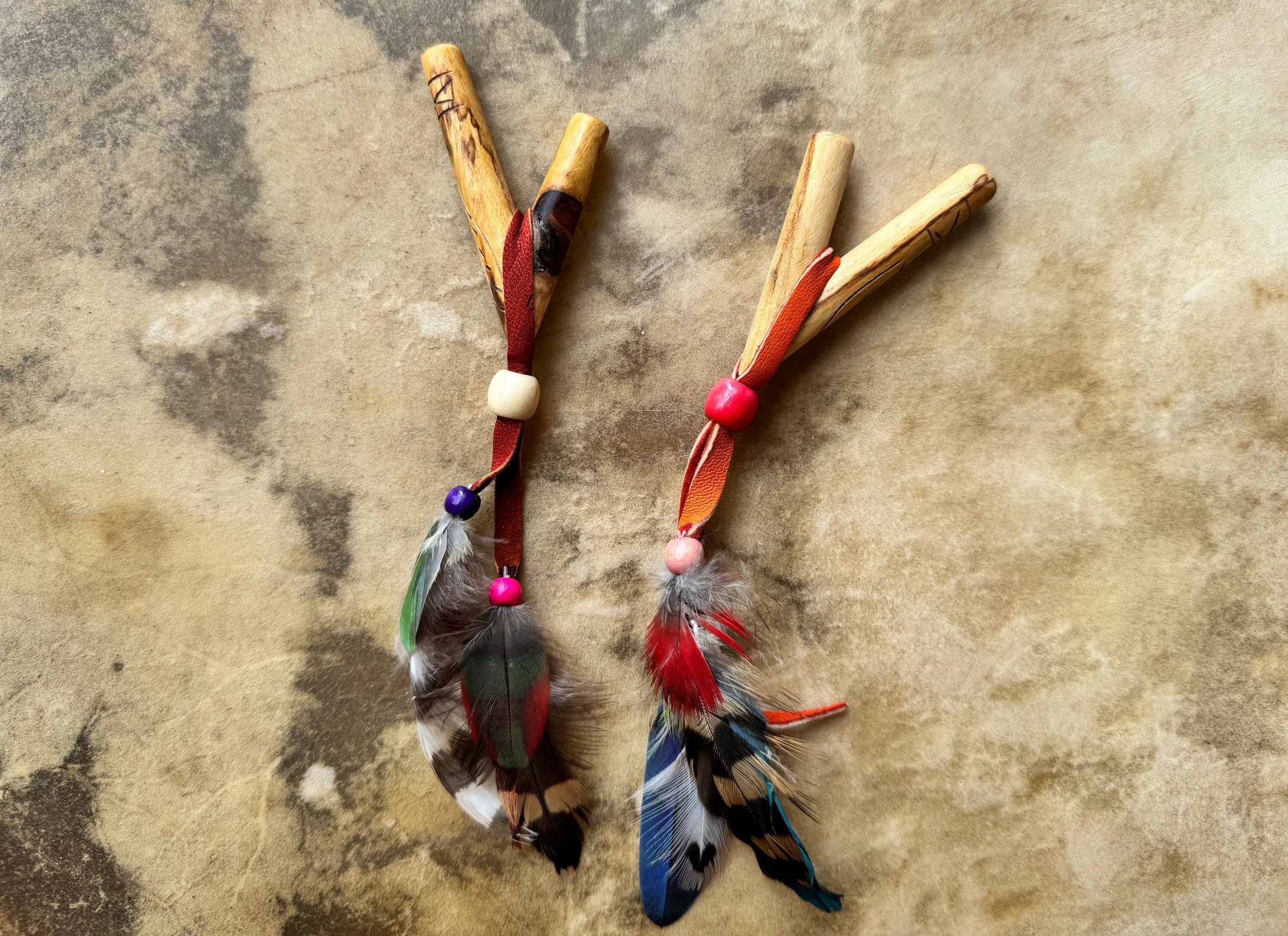 Palo Santo Wood Kuripe With Feathers